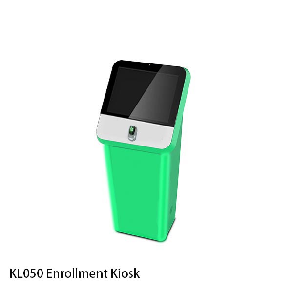 enrollment kiosk with fingerprint scanning