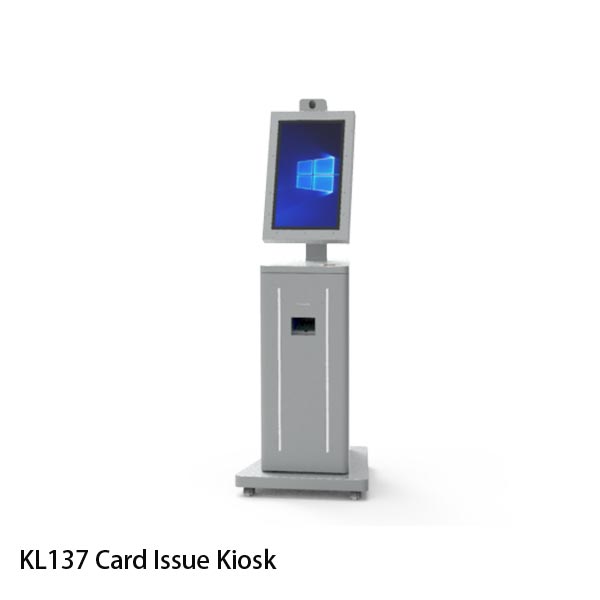 Instant Card Printing and Issuance Kiosk silver with 24inch screen