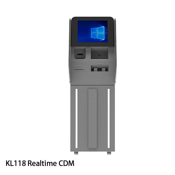 KL118 Realtime CDM front view:Front view of TopGood KL118 Realtime Cash Deposit Machine - high-capacity self-service cash deposit kiosk.