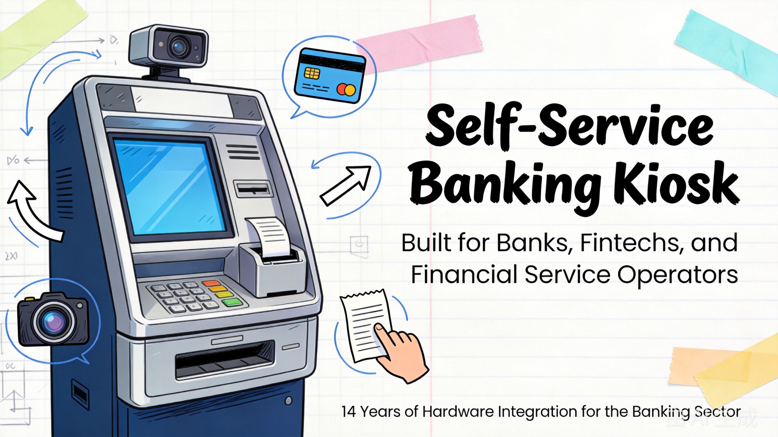 Self-Service Banking Kiosk - Hardware integration for banks and fintechs